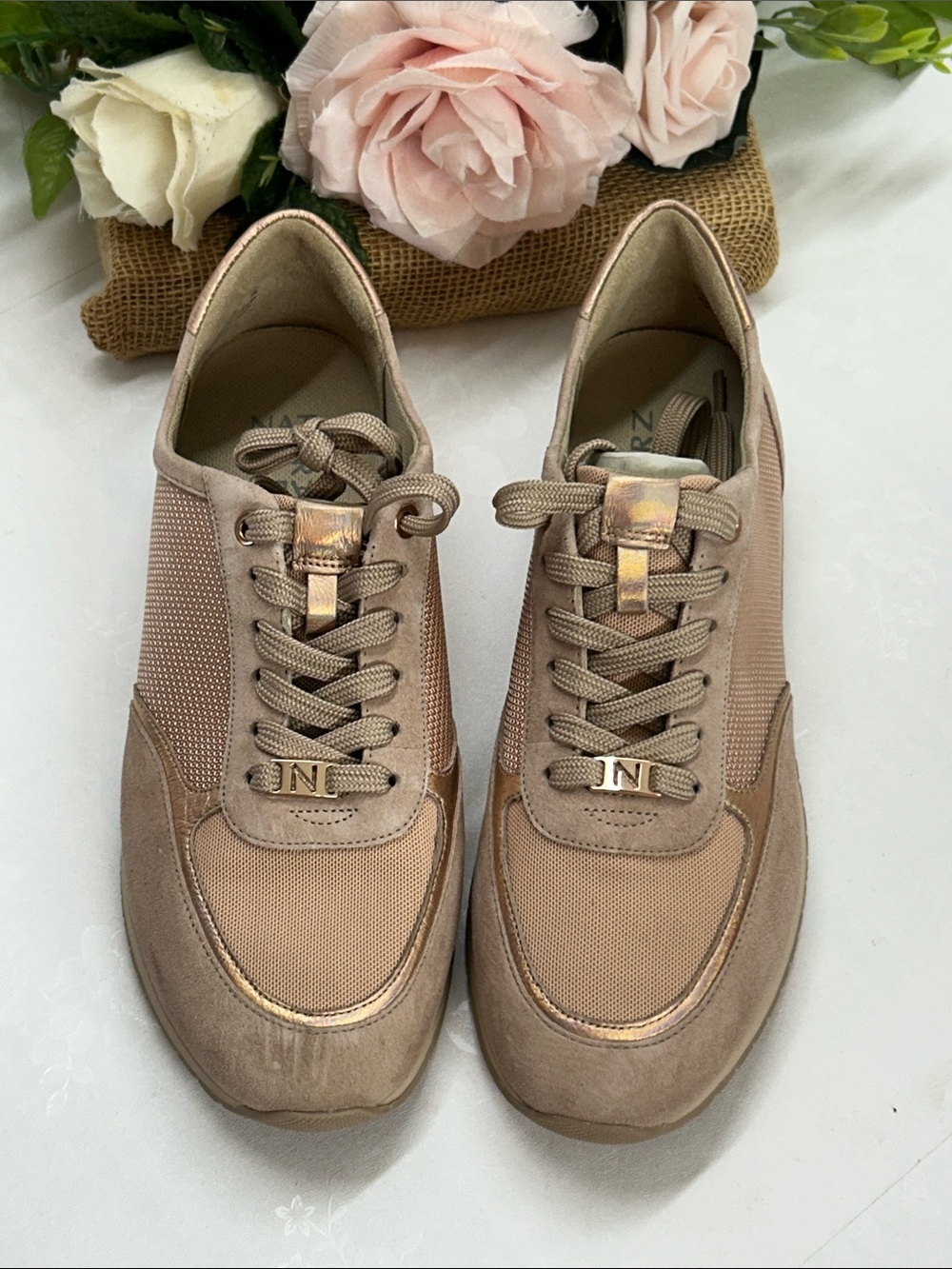 Naturalizer Taupe Pink Metallic Accent Women's Sneakers